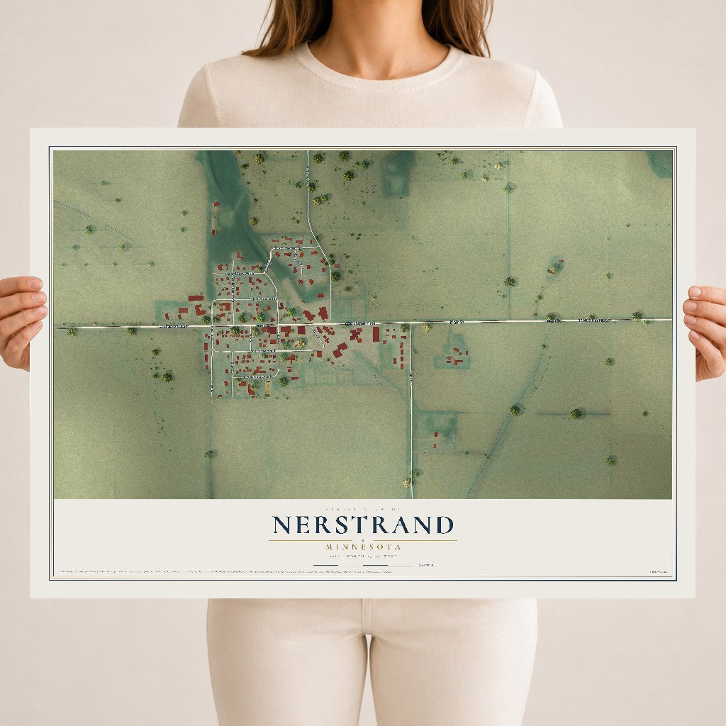Map of Nerstrand, Minnesota, 18 x 24 inch unframed archival matte print