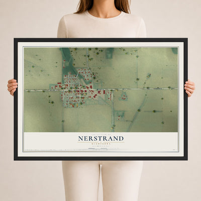 Map of Nerstrand, Minnesota, 24 x 36 inch print in a black wood frame