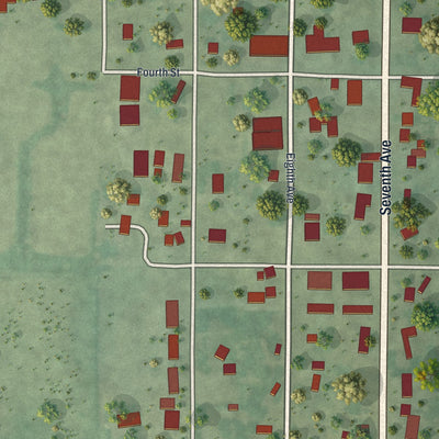 Close-up of the map of New Auburn, Minnesota print showing street and building detail