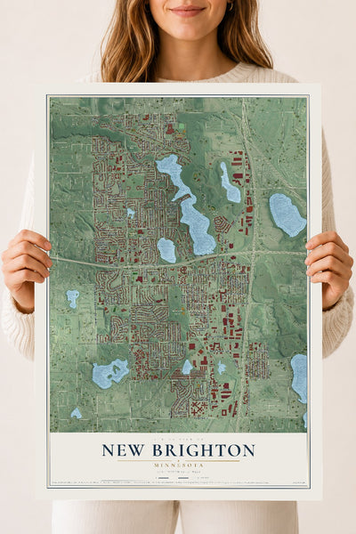 Map of New Brighton, Minnesota, 18 x 24 inch unframed archival matte print