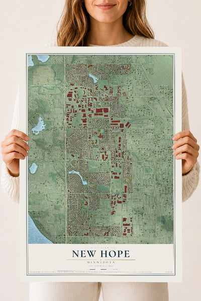Map of New Hope, Minnesota, 18 x 24 inch unframed archival matte print