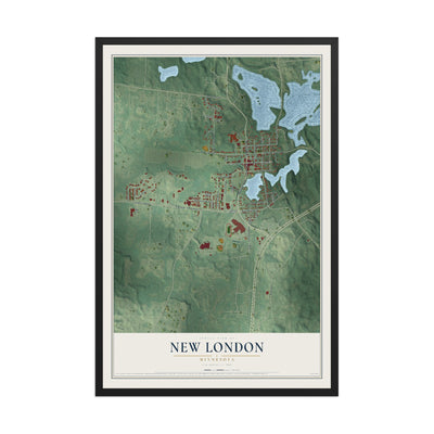 Map of New London, Minnesota, 12 x 18 inch print in a black wood frame