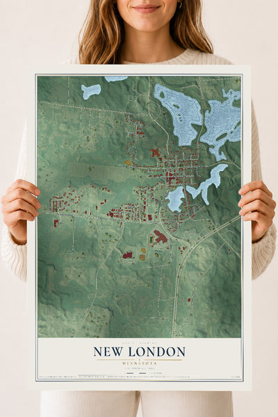 Map of New London, Minnesota, 18 x 24 inch unframed archival matte print