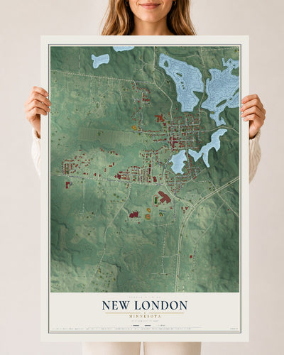 Map of New London, Minnesota, 24 x 36 inch unframed archival matte print