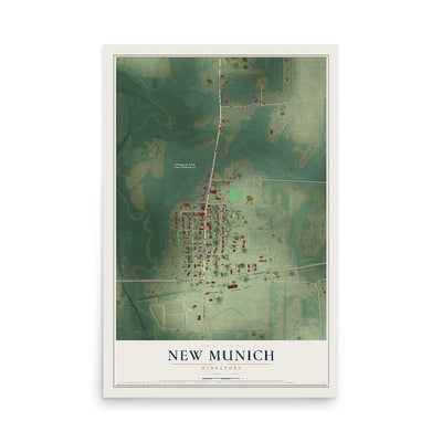 Map of New Munich, Minnesota, 12 x 18 inch unframed archival matte print