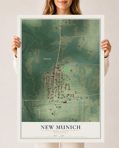 Map of New Munich, Minnesota, 24 x 36 inch unframed archival matte print