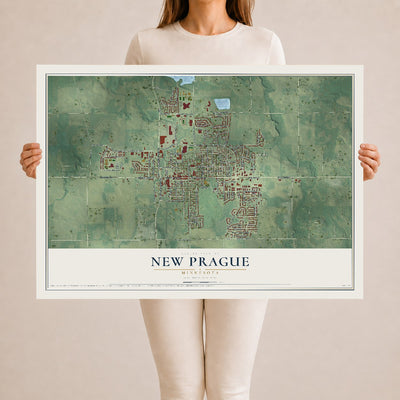 Map of New Prague, Minnesota, 24 x 36 inch unframed archival matte print