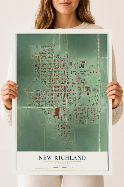 Map of New Richland, Minnesota, 18 x 24 inch unframed archival matte print