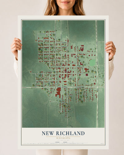 Map of New Richland, Minnesota, 24 x 36 inch unframed archival matte print