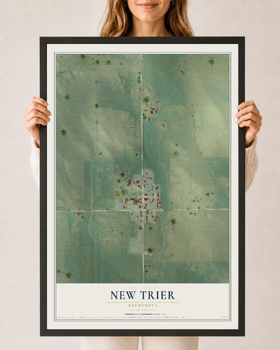 Map of New Trier, Minnesota, 24 x 36 inch print in a black wood frame