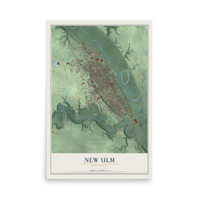 Map of New Ulm, Minnesota, 12 x 18 inch unframed archival matte print