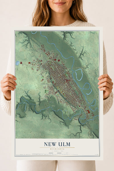 Map of New Ulm, Minnesota, 18 x 24 inch unframed archival matte print