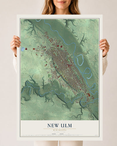 Map of New Ulm, Minnesota, 24 x 36 inch unframed archival matte print