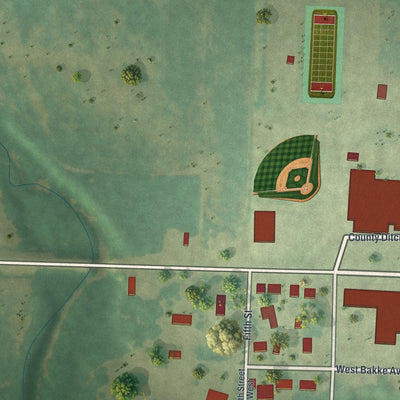 Second close-up of the map of Newfolden, Minnesota print showing more streets and buildings