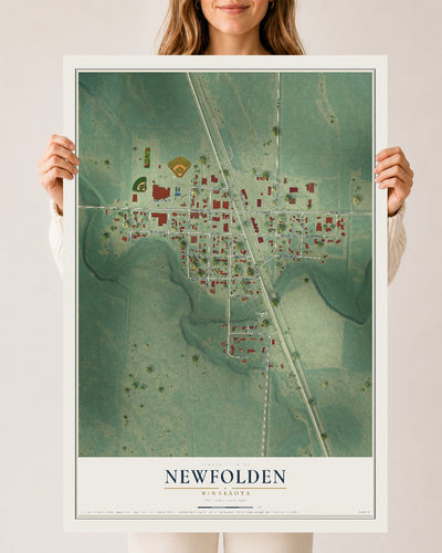 Map of Newfolden, Minnesota, 24 x 36 inch unframed archival matte print