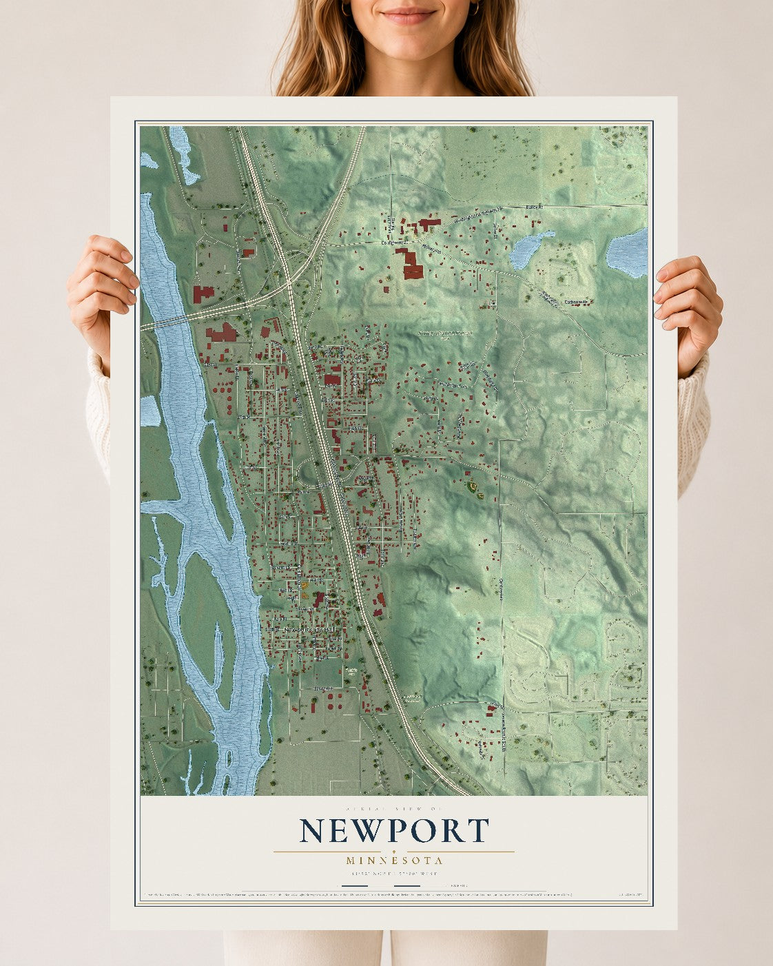 Map of Newport, Minnesota, 24 x 36 inch unframed archival matte print