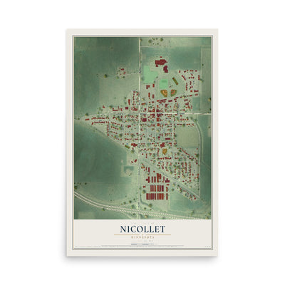 Map of Nicollet, Minnesota, 12 x 18 inch unframed archival matte print