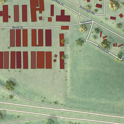 Second close-up of the map of Nicollet, Minnesota print showing more streets and buildings