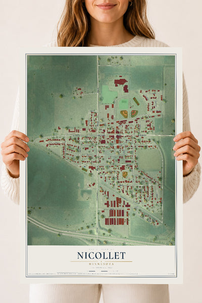 Map of Nicollet, Minnesota, 18 x 24 inch unframed archival matte print