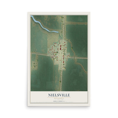 Map of Nielsville, Minnesota, 12 x 18 inch unframed archival matte print