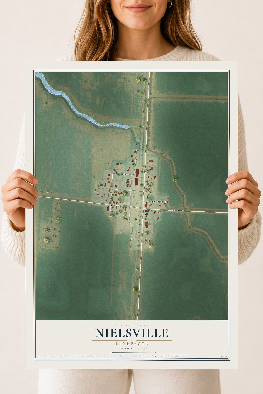 Map of Nielsville, Minnesota, 18 x 24 inch unframed archival matte print