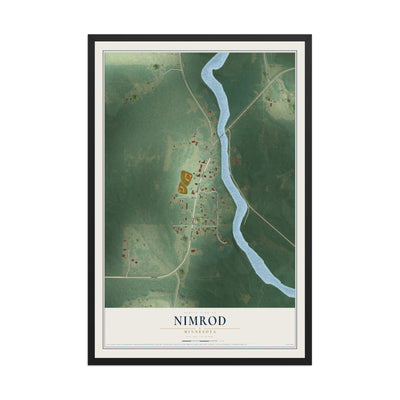 Map of Nimrod, Minnesota, 12 x 18 inch print in a black wood frame