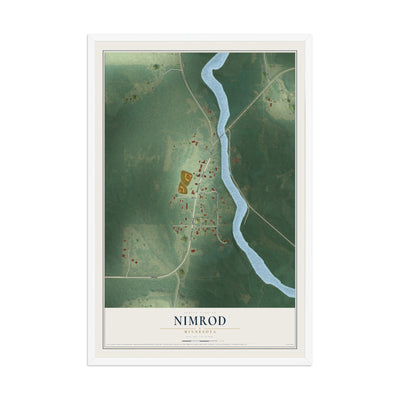Map of Nimrod, Minnesota, 12 x 18 inch print in a white wood frame