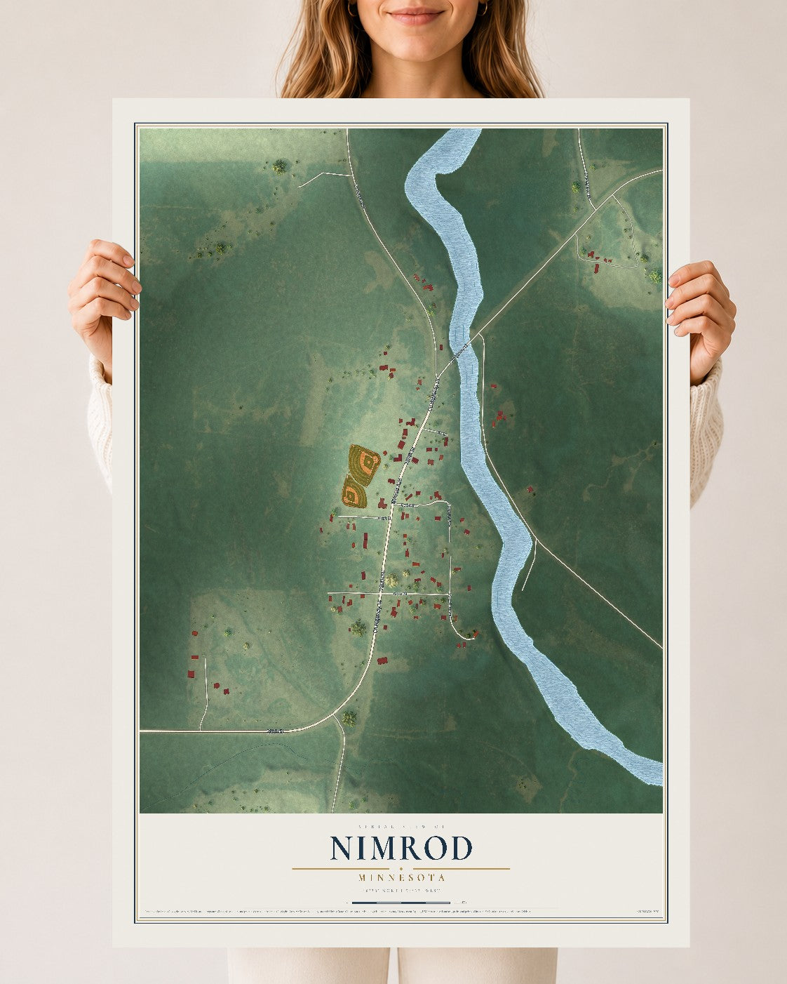 Map of Nimrod, Minnesota, 24 x 36 inch unframed archival matte print