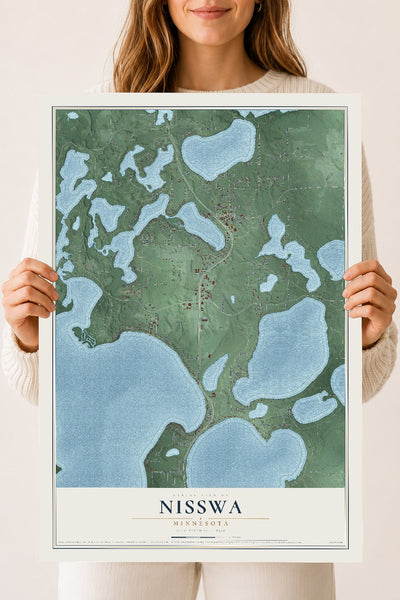 Map of Nisswa, Minnesota, 18 x 24 inch unframed archival matte print