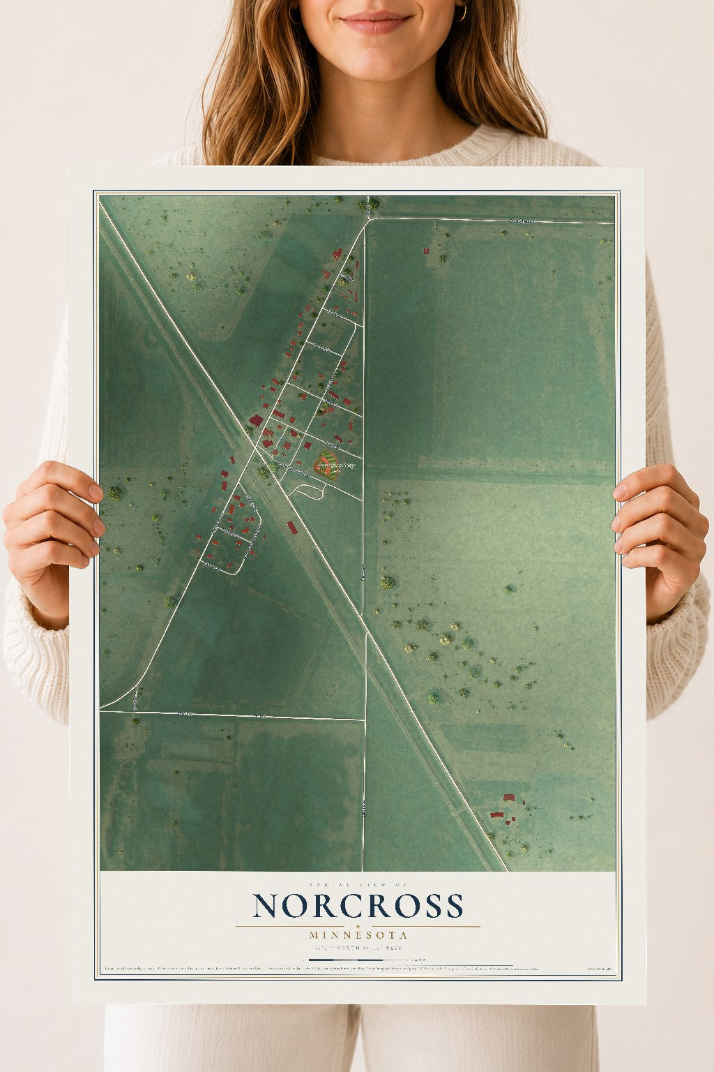 Map of Norcross, Minnesota, 18 x 24 inch unframed archival matte print