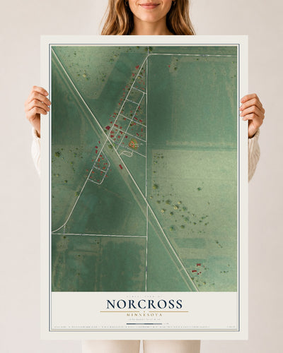 Map of Norcross, Minnesota, 24 x 36 inch unframed archival matte print