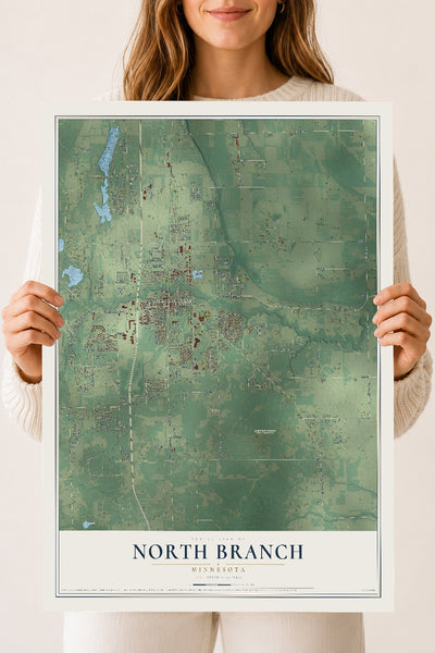 Map of North Branch, Minnesota, 18 x 24 inch unframed archival matte print