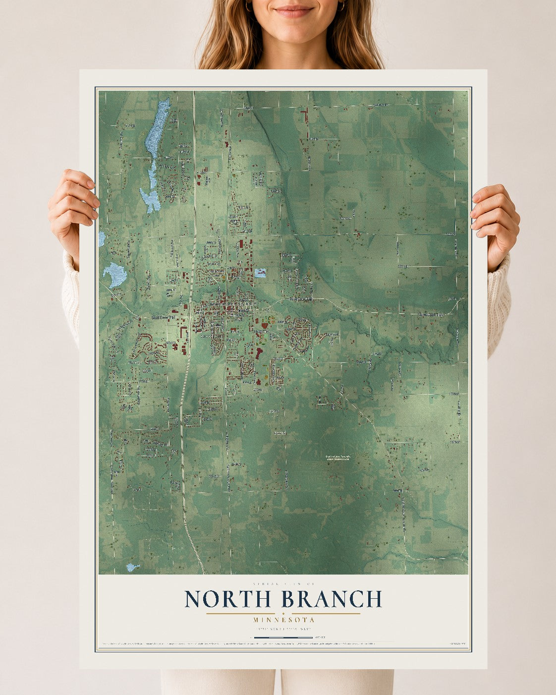 Map of North Branch, Minnesota, 24 x 36 inch unframed archival matte print