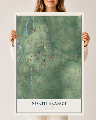 Map of North Branch, Minnesota, 24 x 36 inch unframed archival matte print
