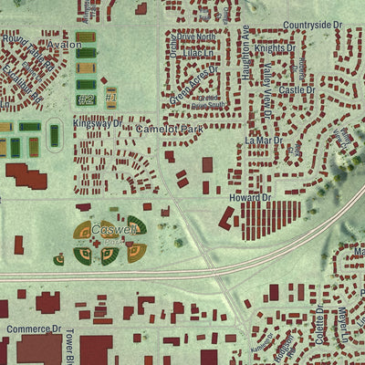 Close-up of the map of North Mankato, Minnesota print showing street and building detail