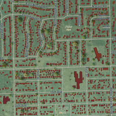 Close-up of the map of North St. Paul, Minnesota print showing street and building detail