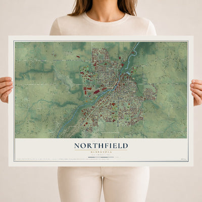 Map of Northfield, Minnesota, 18 x 24 inch unframed archival matte print