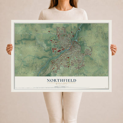 Map of Northfield, Minnesota, 24 x 36 inch unframed archival matte print