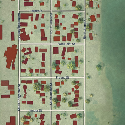 Close-up of the map of Northrop, Minnesota print showing street and building detail