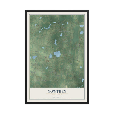 Map of Nowthen, Minnesota, 12 x 18 inch print in a black wood frame