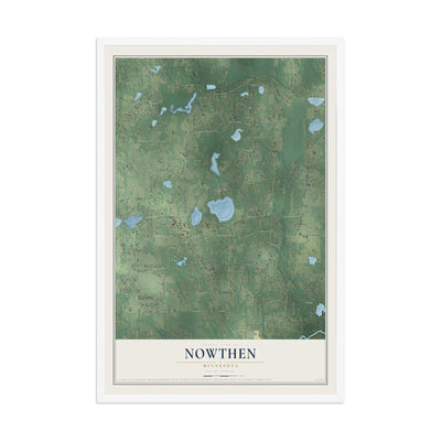 Map of Nowthen, Minnesota, 12 x 18 inch print in a white wood frame