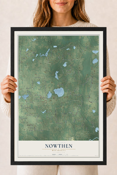 Map of Nowthen, Minnesota, 18 x 24 inch print in a black wood frame