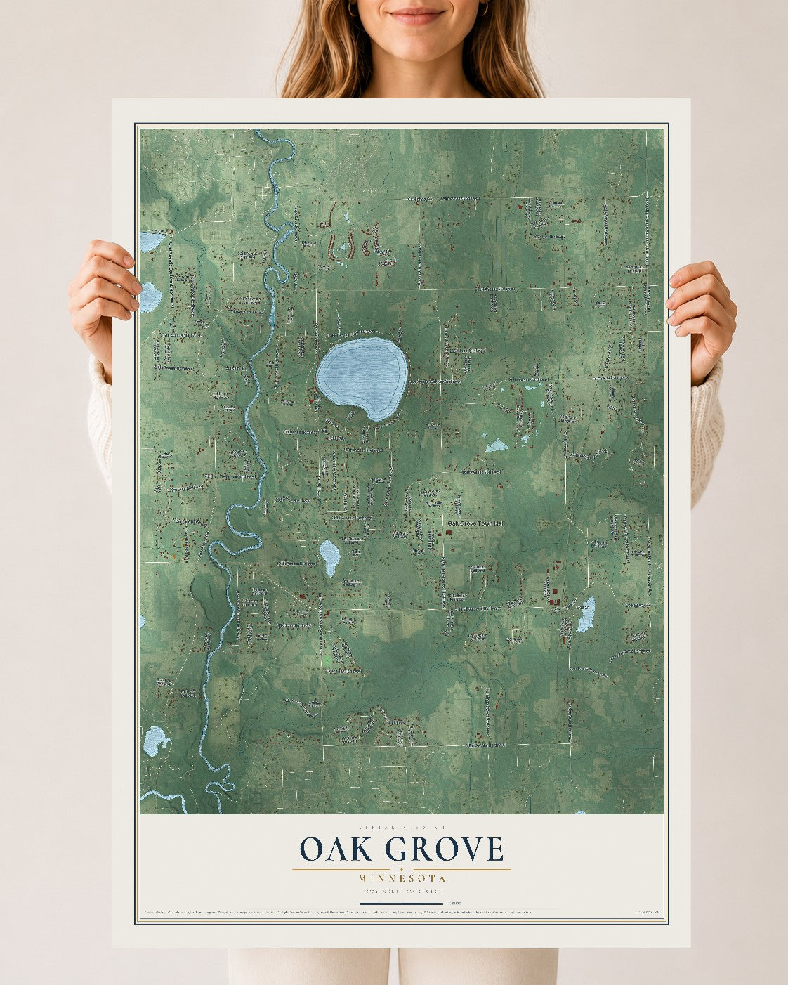 Map of Oak Grove, Minnesota, 24 x 36 inch unframed archival matte print