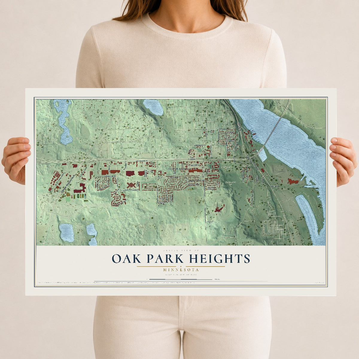 Map of Oak Park Heights, Minnesota, 12 x 18 inch unframed archival matte print