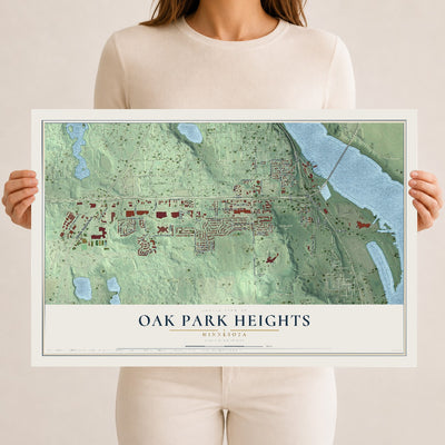 Map of Oak Park Heights, Minnesota, 12 x 18 inch unframed archival matte print