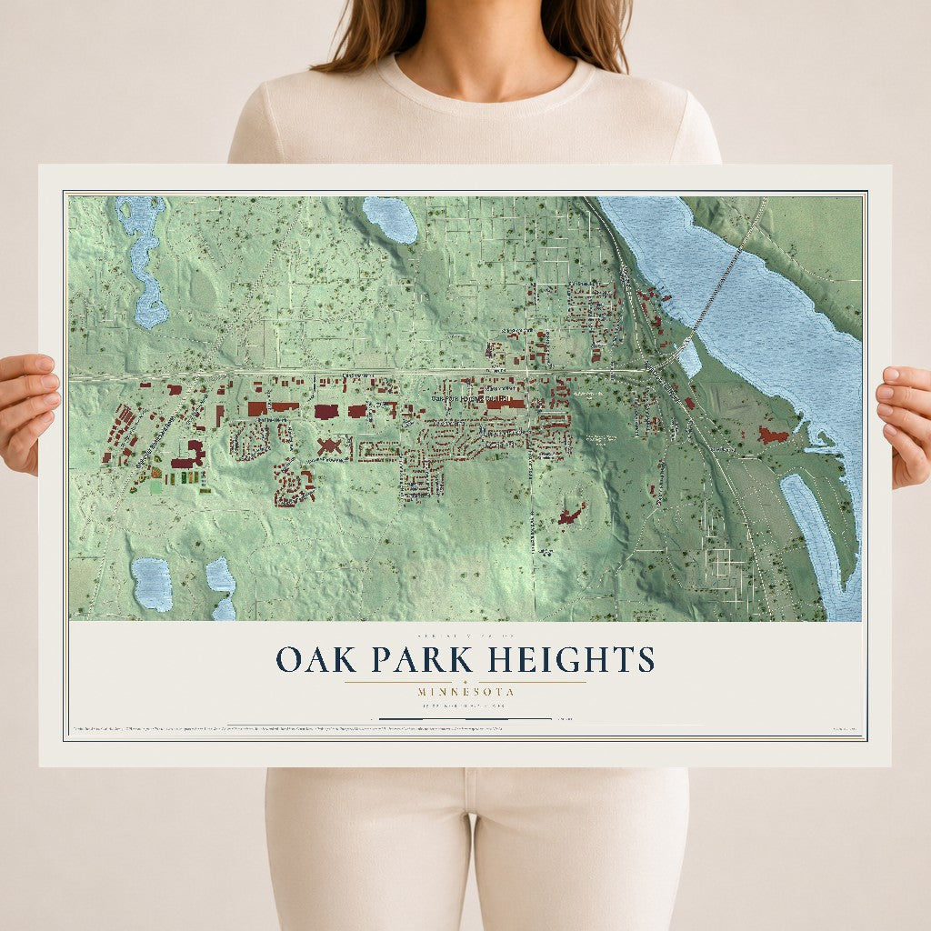 Map of Oak Park Heights, Minnesota, 18 x 24 inch unframed archival matte print