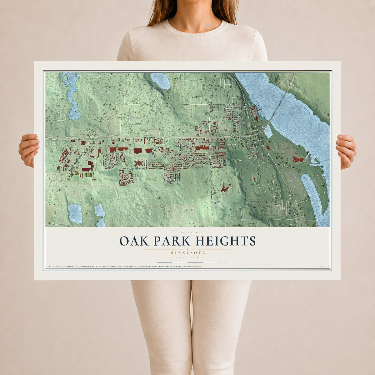 Map of Oak Park Heights, Minnesota, 24 x 36 inch unframed archival matte print