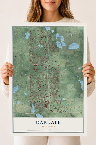 Map of Oakdale, Minnesota, 18 x 24 inch unframed archival matte print