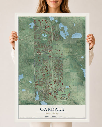 Map of Oakdale, Minnesota, 24 x 36 inch unframed archival matte print