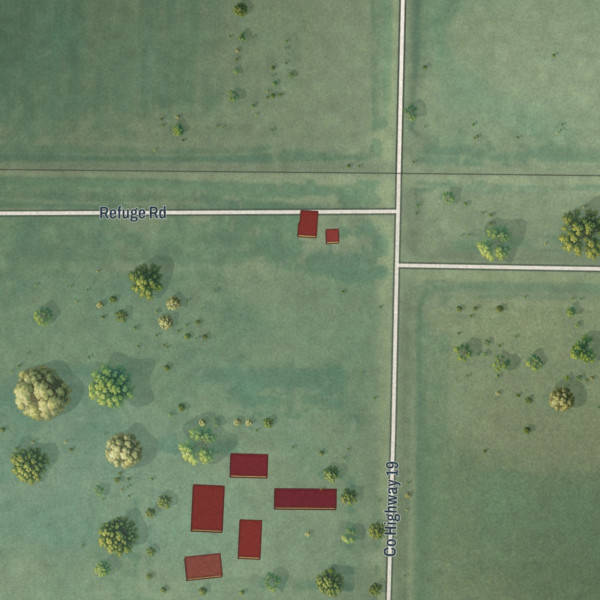 Second close-up of the map of Odessa, Minnesota print showing more streets and buildings
